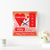 Vroege Valentijnsdag Tekst voor eeuwig liefde Rood Vierkante Klok (Huis)