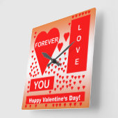 Vroege Valentijnsdag Tekst voor eeuwig liefde Rood Vierkante Klok (Hoek)