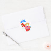 Vroege verjaardag "Ik ben 4" Schattige Cupcake Ronde Sticker (Envelop)