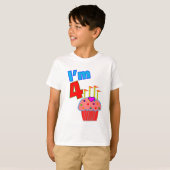Vroege verjaardag "Ik ben 4" Schattige Cupcake T-shirt (Voorkant volledig)