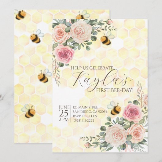 Vroege verjaardag van Happy Bee Day Kaart (Voorkant / Achterkant)