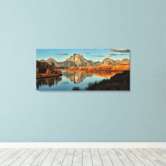 Vroege verlichting in Wyoming aan Oxbow Bend Canvas Afdruk (Insitu (Houten vloer))