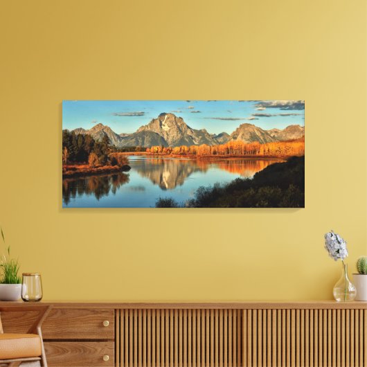 Vroege verlichting in Wyoming aan Oxbow Bend Canvas Afdruk (Insitu (Woonkamer))
