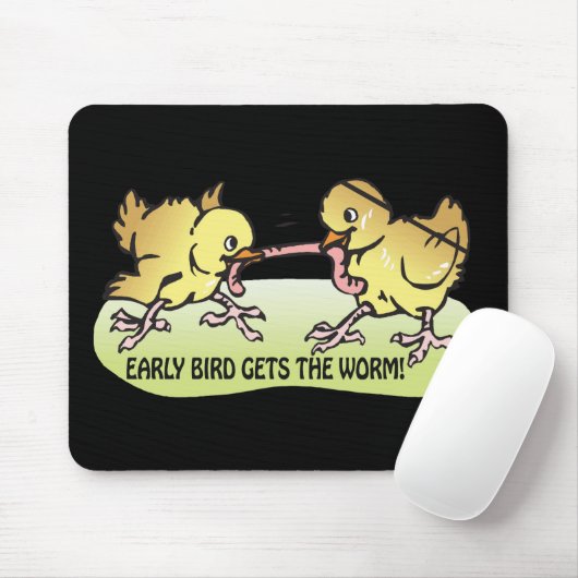Vroege vogel krijgt de wereld muismat (Met muis)