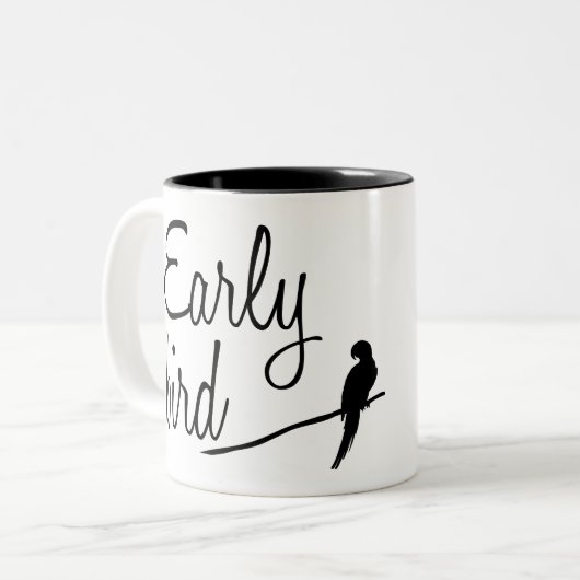 Vroege vogel tweekleurige koffiemok (Voorkant links)