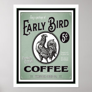 vroege vogelkoffie en Poster