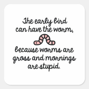 Vroege vogelworm vierkante sticker