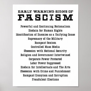 Vroege Waarschuwingssignalen Van Fascisme Activist Poster
