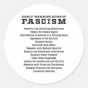 Vroege waarschuwingssignalen van fascistische acti ronde sticker