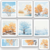 Vroege winterbomen  kleuren Herfst Sticker (Voorkant)