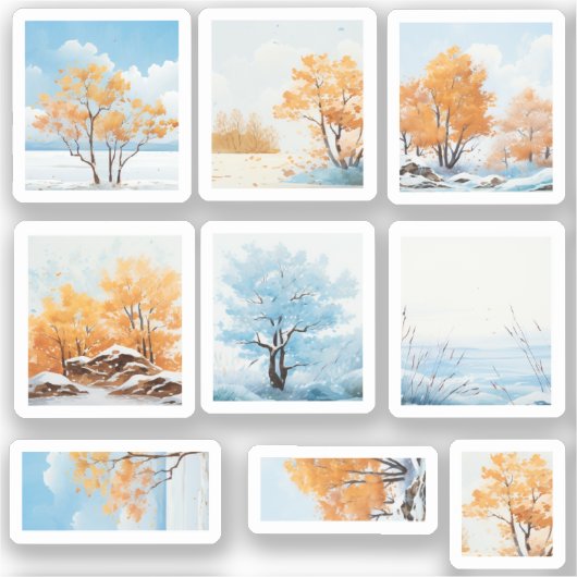 Vroege winterbomen  kleuren Herfst Sticker (Voorkant)