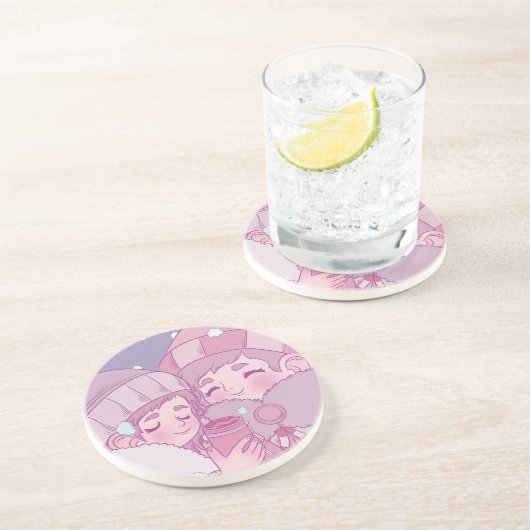 Vroege wintersneeuw zandsteen onderzetter (Zijkant)