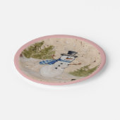 Vroege wintersneeuwman in bovenste haatgolven Hall Papieren Bordje (Gekanteld)