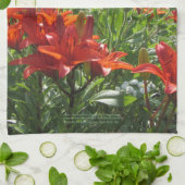 Vroege zomerblauwe Delphinium Deep Oranje keuken t Theedoek (Gevouwen)