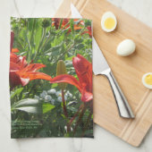 Vroege zomerblauwe Delphinium Deep Oranje keuken t Theedoek (Quarter Fold)