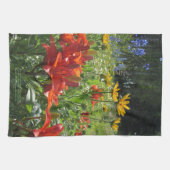 Vroege zomerblauwe Delphinium Deep Oranje keuken t Theedoek (Horizontaal)