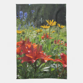 Vroege zomerblauwe Delphinium Deep Oranje keuken t Theedoek