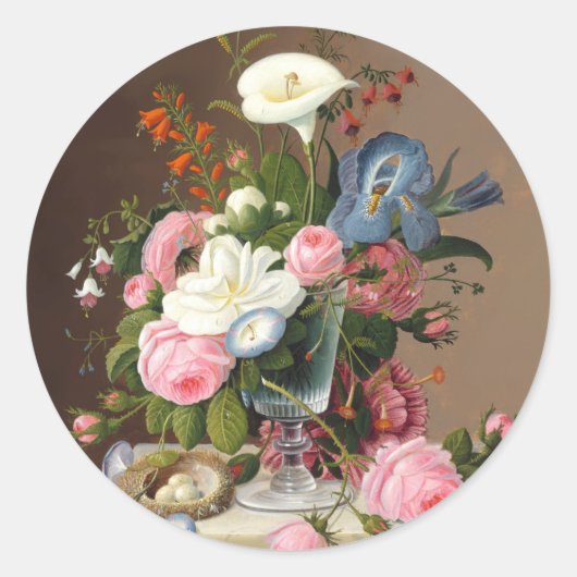 Vroege zomerbloemen, Severin Roesen Ronde Sticker (Voorkant)