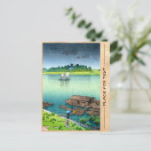 Vroege zomerregen. Kawase Hasui 1932 riviertoneel Briefkaart (Staand voorkant)