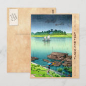 Vroege zomerregen. Kawase Hasui 1932 riviertoneel Briefkaart (Voorkant / Achterkant)