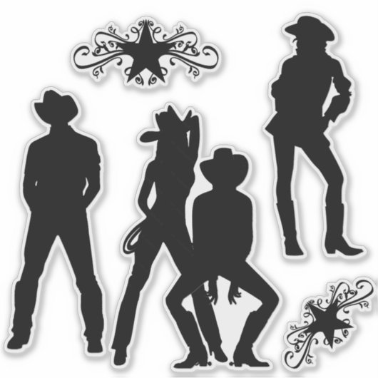 Vroeger een Line Dance Funky Cowboy Sticker (Voorkant)