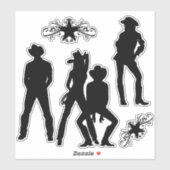 Vroeger een Line Dance Funky Cowboy Sticker (Vel)