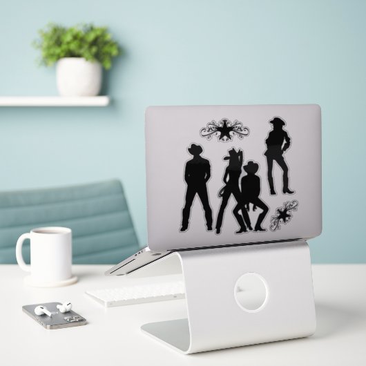 Vroeger een Line Dance Funky Cowboy Sticker (Laptop op bureau)