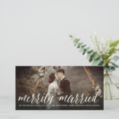 Vroeger getrouwd Mr. en Mrs. Eerste kerstfoto Feestdagenkaart (Staand voorkant)