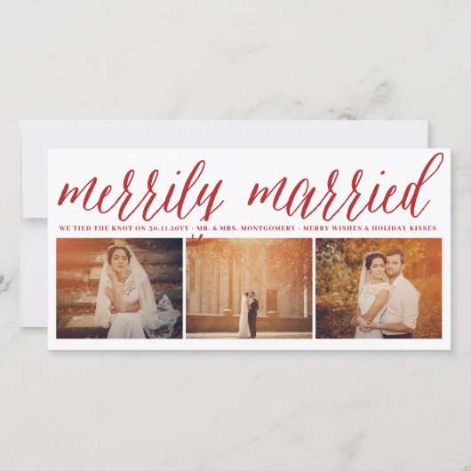 Vroeger getrouwd Mr. en Mrs. Eerste Kerstmis 3 Fot Feestdagenkaart (Voorkant)