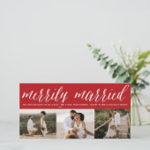 Vroeger getrouwd Mr. en Mrs. Eerste Kerstmis 3 Fot Feestdagenkaart (Staand voorkant)