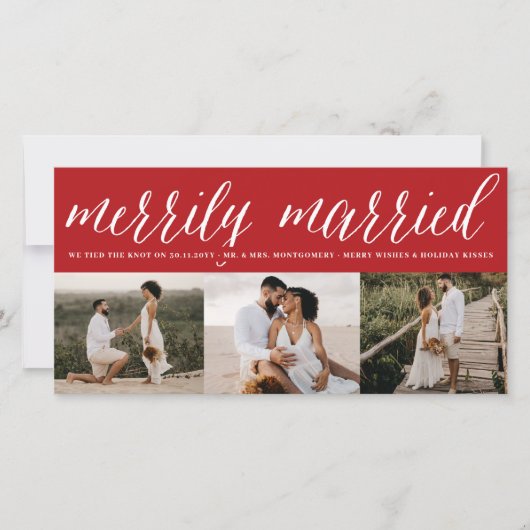 Vroeger getrouwd Mr. en Mrs. Eerste Kerstmis 3 Fot Feestdagenkaart (Voorkant)