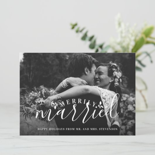 Vroeger getrouwd Mr. en Mrs. Feestdagenkaart (Staand voorkant)