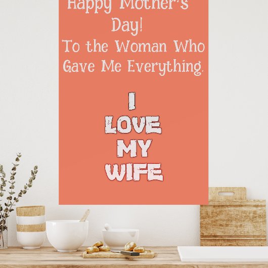 Vroeger Grateful: Happy Moederdag with Love Poster (Keuken)