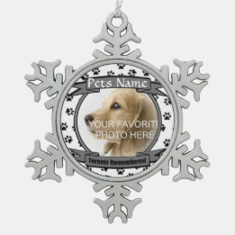 Vroeger herdacht Dog of Cat Memorial Tin Sneeuwvlok Ornament