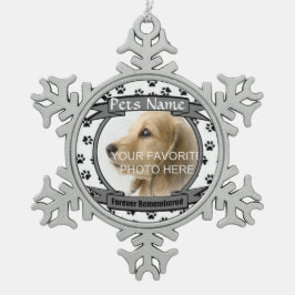 Vroeger herdacht Dog of Cat Memorial Tin Sneeuwvlok Ornament