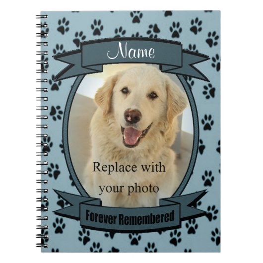 Vroeger herdacht Pet Loss - Dog of Cat (blauw) Notitieboek (Voorkant)