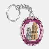 Vroeger herdacht - Roze verf drukt het netverlies Sleutelhanger (Voorkant Links)