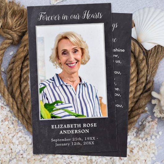 Vroeger in ons hart Memorial Prayer Kaart Slate