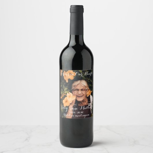 Vroeger in ons hart Memorial Wine Bottle Labels Wijn Etiket (Voorkant)