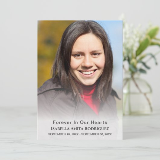 Vroeger in ons hart Religieuze Christelijke begraf Bedankkaart (Staand voorkant)