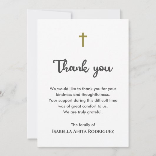 Vroeger in ons hart Religieuze Christelijke begraf Bedankkaart (Achterkant)