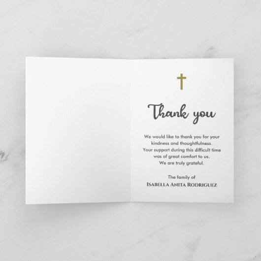 Vroeger in ons hart Religieuze Christelijke begraf Bedankkaart (Binnen)
