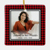 Vroeger in ons hart, rode buffel keramisch ornament (Voorkant)