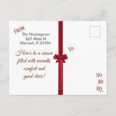 Vroeger kerstfeest Foto Burgundy Bow Feestdagenkaart (Achterkant)