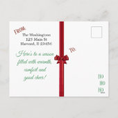 Vroeger kerstfeest Foto Burgundy Bow Feestdagenkaart (Achterkant)