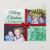 Vroeger kerstfeest Foto Burgundy Bow Feestdagenkaart (Voorkant)