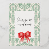 Vroeger kerstfeest Foto Floral Modern Folie Feestdagenkaart (Achterkant)