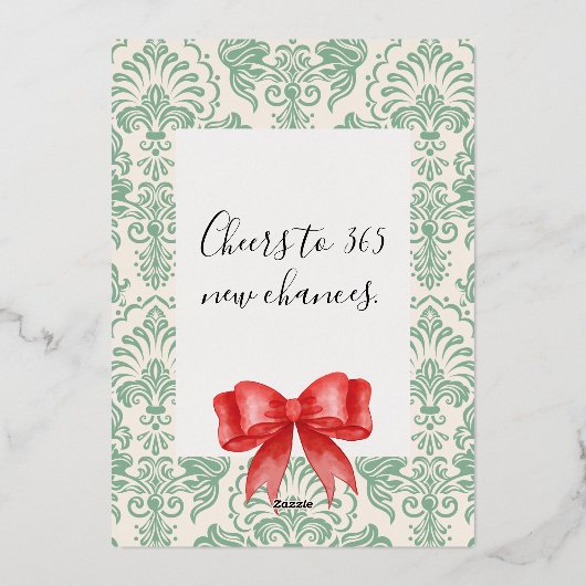 Vroeger kerstfeest Foto Floral Modern Folie Feestdagenkaart (Achterkant)