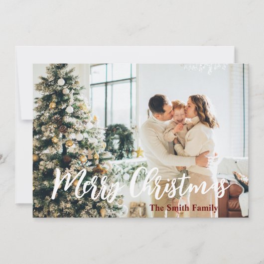 Vroeger kerstfeest Foto Modern Holiday Card Kaart (Voorkant)