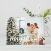 Vroeger kerstfeest Foto Modern Holiday Card Kaart (Staand voorkant)